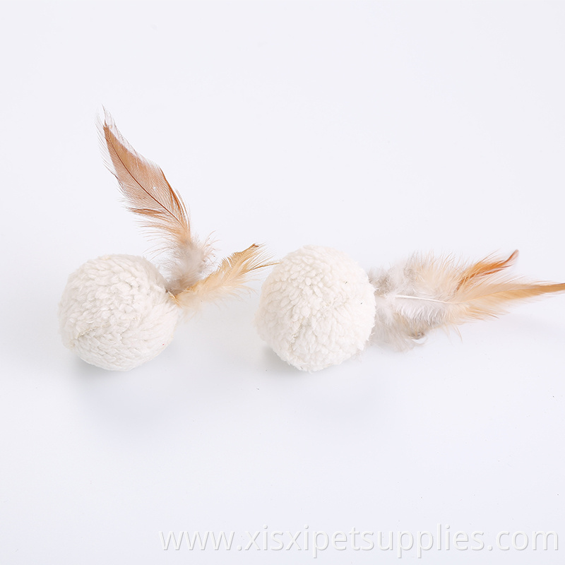 wholesale cat toy pack rubber band mouse plush cat ball with feather